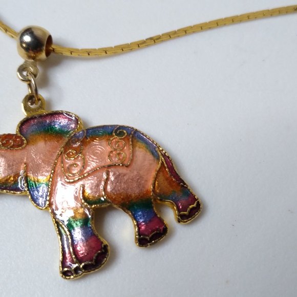 Pink And Blue Lucky Elephant Pendant Necklace 24 Inches - Picture 8 of 16